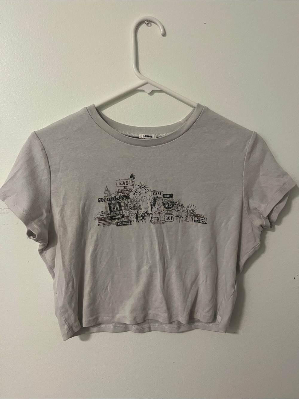 Garage Light Gray Graphic Crop Top